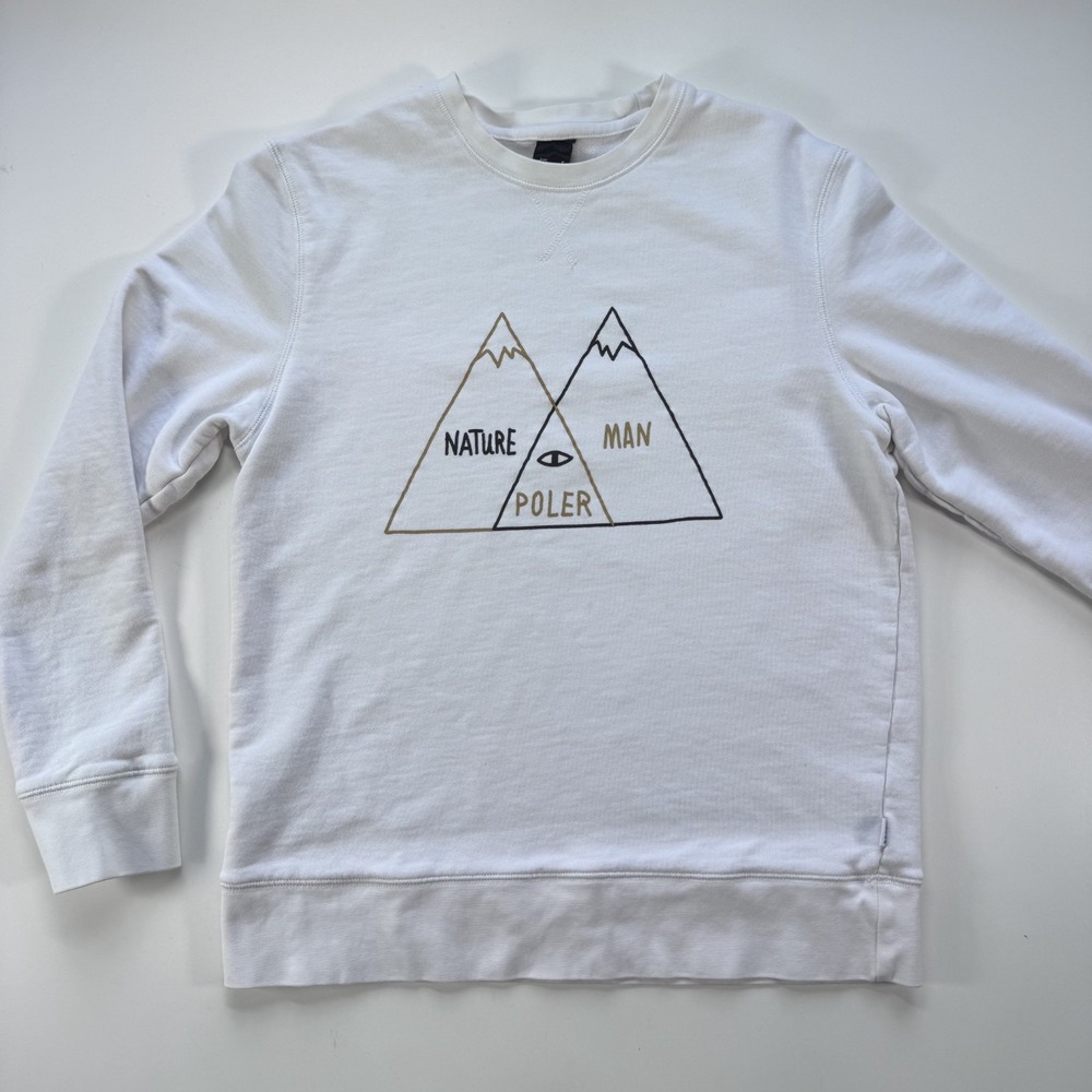 POLER Venn Diagram Logo Pullover Crewneck Sweatshirt Adult Small White *Read - Picture 1 of 14